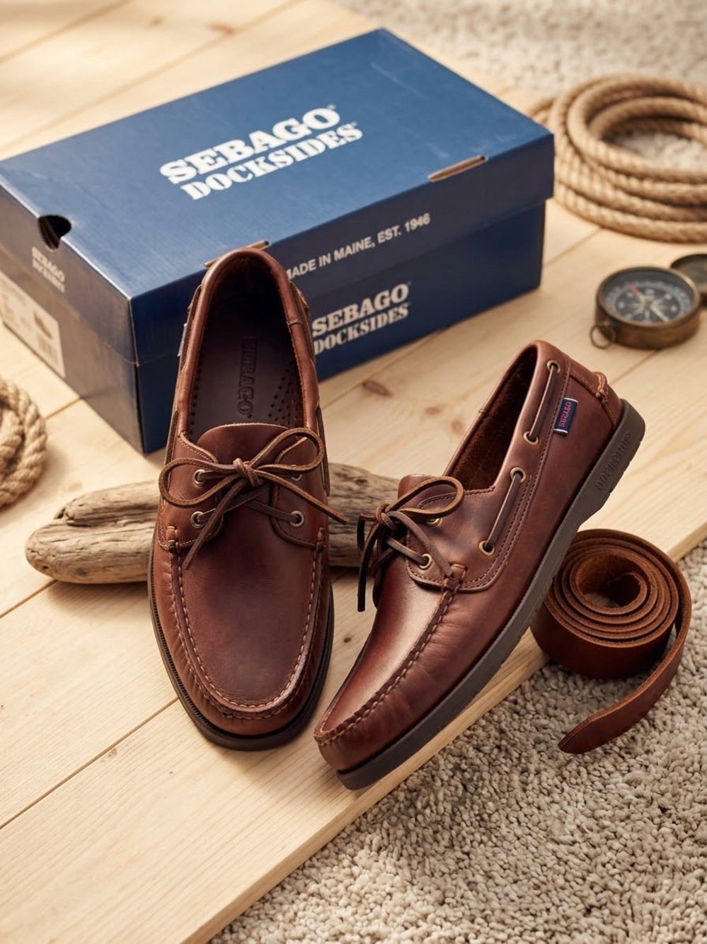 Sebago Men's Tan Leather Boat Shoes